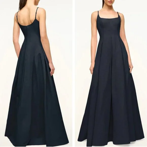 NWT STAUD Joy Maxi Dress Gown Sz12 Navy Blue Cocktail Formal Party Event - Picture 3 of 10